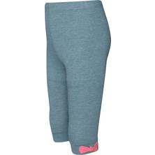 Koyu Yeşil Melanj Basic Kız Çocuk Fiyonklu Diz Altı Tayt Kapri