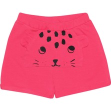 Nar Çiçeği Kanguru Cepli Kız Çocuk Şort