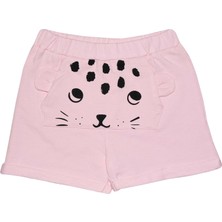 Uçuk pembe Kanguru Cepli Kız Çocuk Şort