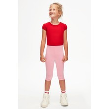 Pembe Basic Kız Çocuk Diz Altı Tayt Kapri