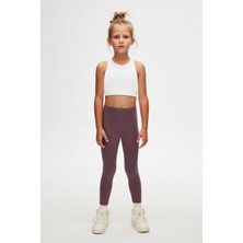 Soft Mor Kız Çocuk Tam Boy Düz Basıc Tayt