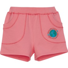 Somon İki İplik Dünya Baskılı Cepli Kız Çocuk Şort