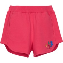 Nar Çiçeği İki İplik Deniz Atı Baskılı Kız Çocuk Şort