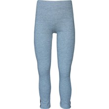 Açık Gri Yanı Deri Panelli Pike Kumaş Kız Çocuk Tayt