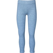 Koyu Lacivert Yanı Deri Panelli Pike Kumaş Kız Çocuk Tayt