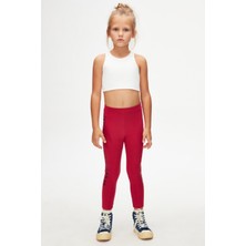 Mürdüm New York Baskılı Şardonlu Kız Çocuk Kışlık Tayt