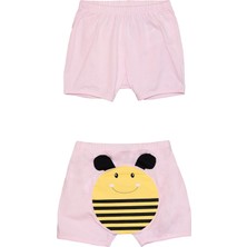Uçuk pembe Arı Baskılı Kız Çocuk Şort