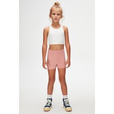 Koyu Pudra Basic Kız Çocuk Dans Şort