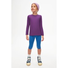 Mor Basic Unisex Çocuk Mevsimlik Sıfır Yaka Uzun Kollu Tişört