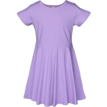 Lila Renkli Basic Kız Çocuk Kısa Kollu Elbise