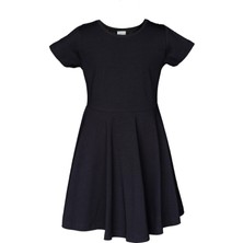 Siyah Renkli Basic Kız Çocuk Kısa Kollu Elbise