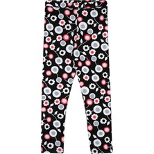 Siyah Zemin Kız Çocuk Desenli Yazlık Tayt