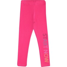 Fuşya Start Now Baskılı Kız Çocuk Kışlık Şardonlu Kız Çocuk Tayt