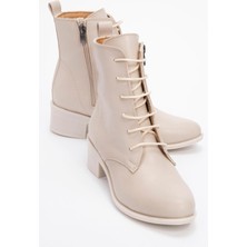 Ccway Kadın Yuvarlak Burunlu Bot BEJ CİLT BEJ