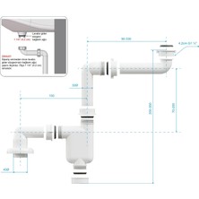 Aqua Bagno Comfort Yer Kazandıran Lavabo Sifonu Kolay Temizlenir Ayarlanabilir Koku Önleyici Gider Borulu - 32 mm Süzgeç Hariç