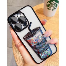 3gen Case Apple iPhone 15 Pro Uyumlu 3D Bardak Hareketli Sulu Yıldızlar Meyve Temalı Lens Korumalı Lazer Kılıf