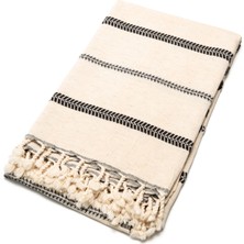 Melinka Co. El Dokuma Keten Terra Peştemal - Turuncu/siyah/haki - 95X190 cm