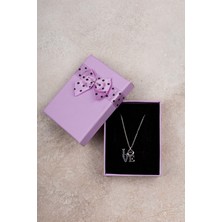 Jewelmim Gümüş 100 Dilde Seni Seviyorum Yazan 18 Ayar Beyaz Altın Kaplama Love Kolye 925 Ayar Gümüş Kadın Kolye