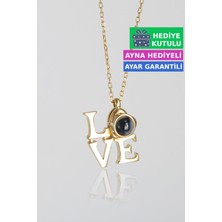 Jewelmim Gümüş 100 Dilde Seni Seviyorum Yazan 18 Ayar Sarı Altın Kaplama Love Kolye 925 Ayar Gümüş Kadın Kolye