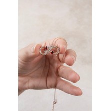 Jewelmim Gümüş Sonsuzluk Kolye 18 Ayar Rose Altın Kaplama Sonsuzluk İşareti Kolye 925 Ayar Gümüş Kadın Kolye | Bayan Zirkon Taşlı Sonsuzluk Kolyesi Rose Gold Kadın Gümüş Kolye