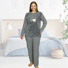 Gülfirik Tasarım Welsoft Polar Kışlık Büyük Beden Kadın Pijama Takımı