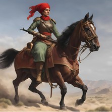 Ottoman Empire Woman Soldier 2 50X50CM Çerçevesiz Karton Tablo