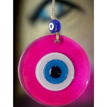 Ranic Şeffaf Pembe Nazar Boncuklu Duvar Süsü 10 Cm Cam Duvar Dekoru