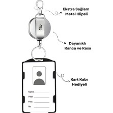 Excarpin Türk Hava Yolları Logolu Full Metal Premium Çelik Kasa Yoyo Yaka Kartlık ve Kart Kabı