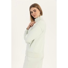 Kadın Fermuarlı Dik Yaka Sweatshirt Mint