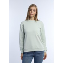 Kadın 3 Iplik Şardonsuz Bisiklet Yaka Sweatshirt Mint