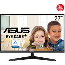 Asus VY27UQ 27 IPS Freesync  3840 x 2160 60Hz 350CD Dp HDMI Hoparlör Vesa 3yıl Eyecare Plus,flıcker-Free,çerçevesiz,düşük Mavi Işık,antibakteriyal Kaplama Monitör