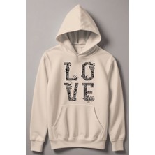 Myada Özel Tasarım Love Baskılı Kapşonlu Çocuk Sweatshirt 13445