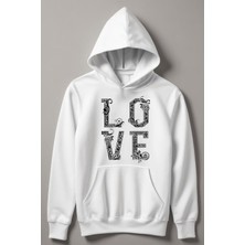 Myada Özel Tasarım Love Baskılı Kapşonlu Çocuk Sweatshirt 13445