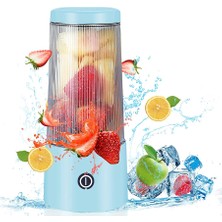 Mirror32 Taşınabilir Blender, Altı Uzamsal Yapıya Sahip USB Şarj Edilebilir Smoothie Mikseri, Kişisel Boyutlu Meyve Sıkacağı Bardağı (Mavi) (Yurt Dışından)