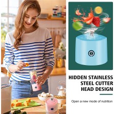 Mirror32 Taşınabilir Blender, Altı Uzamsal Yapıya Sahip USB Şarj Edilebilir Smoothie Mikseri, Kişisel Boyutlu Meyve Sıkacağı Bardağı (Mavi) (Yurt Dışından)