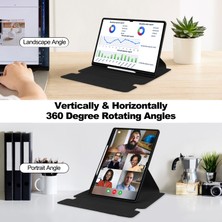 Digital Computer Home Samsung Galaxy Tab S10 Ultra Kılıf 360° Döner Stand Pu Deri+Akrilik Tablet Kılıfı (Klavyesiz)- (Yurt Dışından)