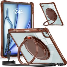 Digital Computer Home iPad Air 13(2024)/IPAD Pro 12.9(2022)/(2021)/(2020)/(2018)OMUZ Askılı Kılıf Kickstand Pc+Tpu+Akrilik Tablet Kılıfı-Çikolata Rengi (Yurt Dışından)