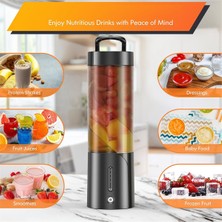 Mirror32 Taşınabilir Blender, Shake ve Smoothie'ler Için Kişisel Boyutlu Blender, 6 Ultra Keskin Bıçaklı, 16 Oz USB Şarj Edilebilir Siyah (Yurt Dışından)