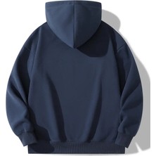 Pandy  Lacivert Renkli Kapüşonlu Kanguru Cepli Oversize Sweatshirt