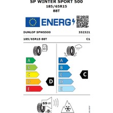 Dunlop 185/65 R15 88T Sp Winter Sport 500 Kış Lastiği ( Üretim Yılı: 2024 )