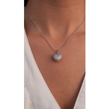 Kesmia Kalpli Zirkon Taşlı Gümüş Renkli Çelik Kolye Kadın Kolye
