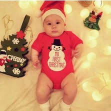 Yılbaşı Noel (Christmas) Temalı Organik Bebek Body Şapka Takımı 0-3 Aylık