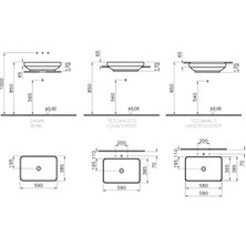 VitrA Water Jewels 4442B403-1361 Dikdörtgen Tezgah Üstü Lavabo, VitrA Clean, 60 cm, Beyaz