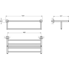 VitrA Base 200 A44108 Havlu Rafı, Krom