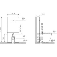 VitrA Vitrus 770-1770-01 Cam Rezervuar, Duvara Tam Dayalı Klozetler için, Stop Valfli, 3/6 L, Beyaz