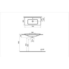 VitrA Mia 7462L003-0001 Etajerli Lavabo, 80 cm, Beyaz