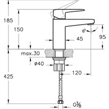 Artema Root Square A4273234 Lavabo Bataryası, Fırçalı Nikel
