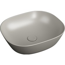 VitrA Plural 7810B420-0016 Kare Alçak Çanak Lavabo, VitrA Clean, 45 cm, Mat Bej