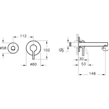 VitrA Origin A4258136WTC Ankastre Lavabo Bataryası (Sıva Üstü Grubu-İki Rozetli), Mat Siyah