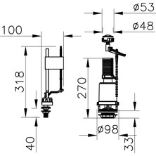 VitrA 330B1314 Rezervuar İç Takım, Alttan Su Girişli, 6 L